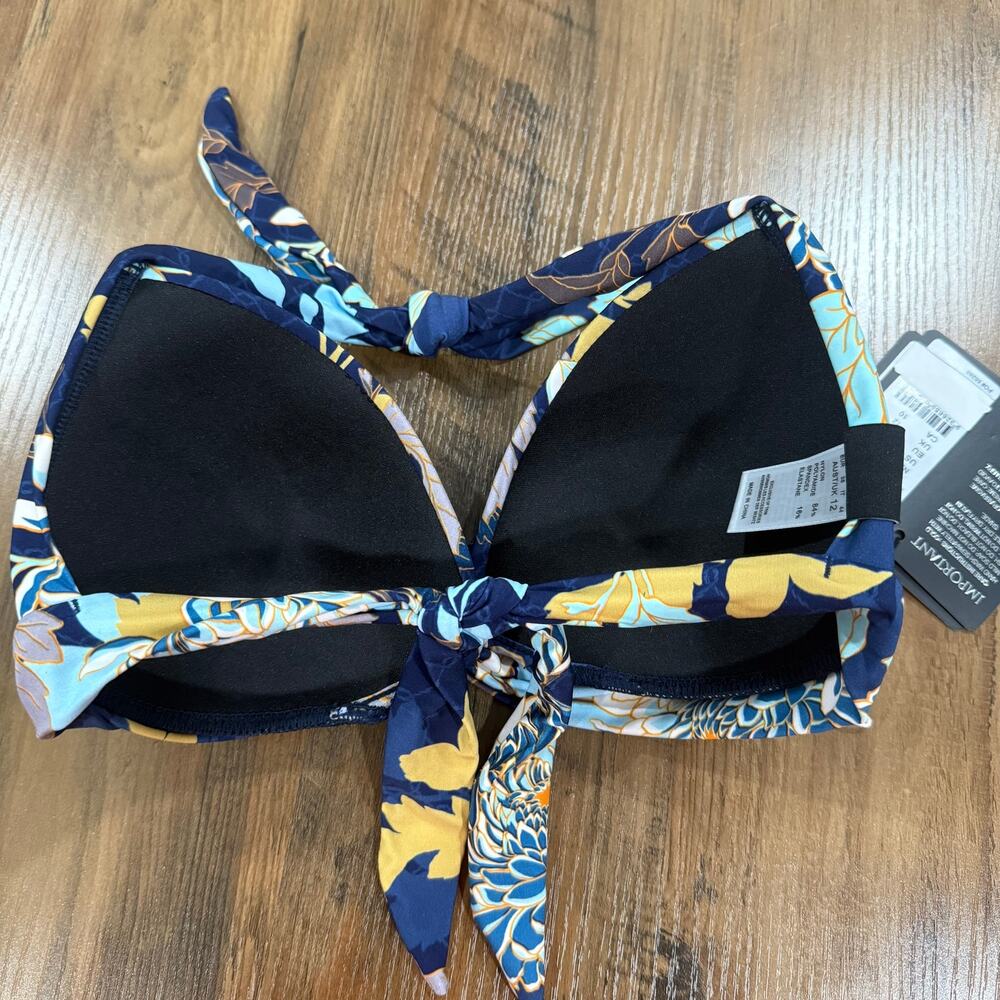 JETS AUSTRALIA BY JESSIKA ALLEN Retro 50s Moulded Blue Floral Bikini Top 8 - Picture 4 of 4